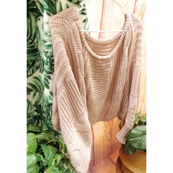 Cozy blush mauve off shoulder chunky knit sweater πͺ· - Picture 3 of 5